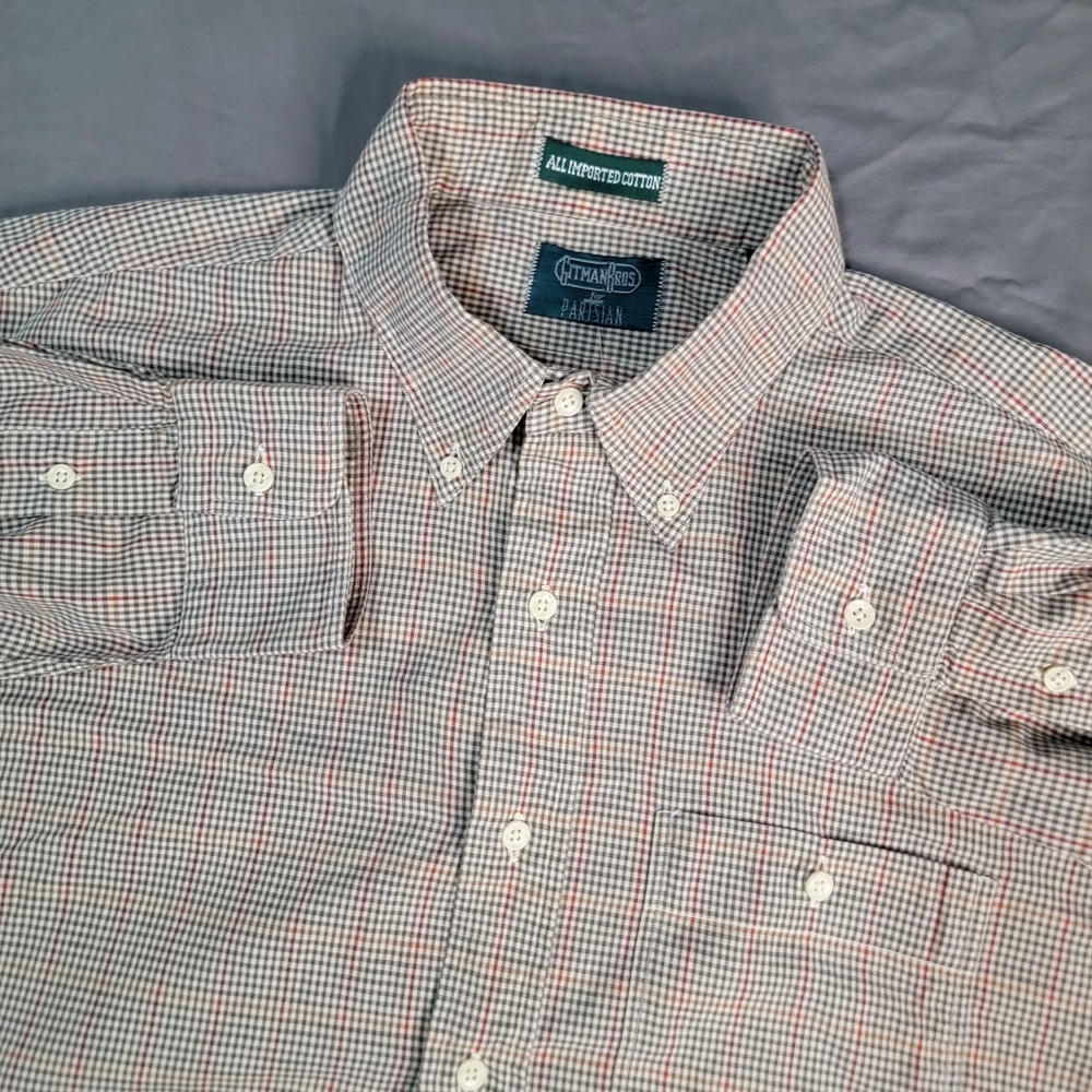 Gitman Brothers Button Down Long Sleeve Men's XL Multicolor Check Neutral